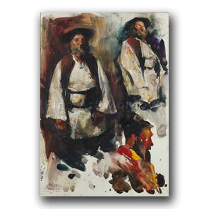 Original painting entitled Expressions of Gypsies by Moldovan artist Gheorghe Lisiţa